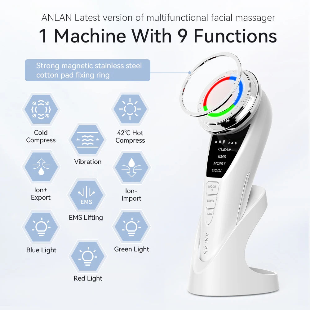 Masajeador Facial Microcorriente Pro ✨ | Terapia LED y Efecto Frío Rejuvenecedor