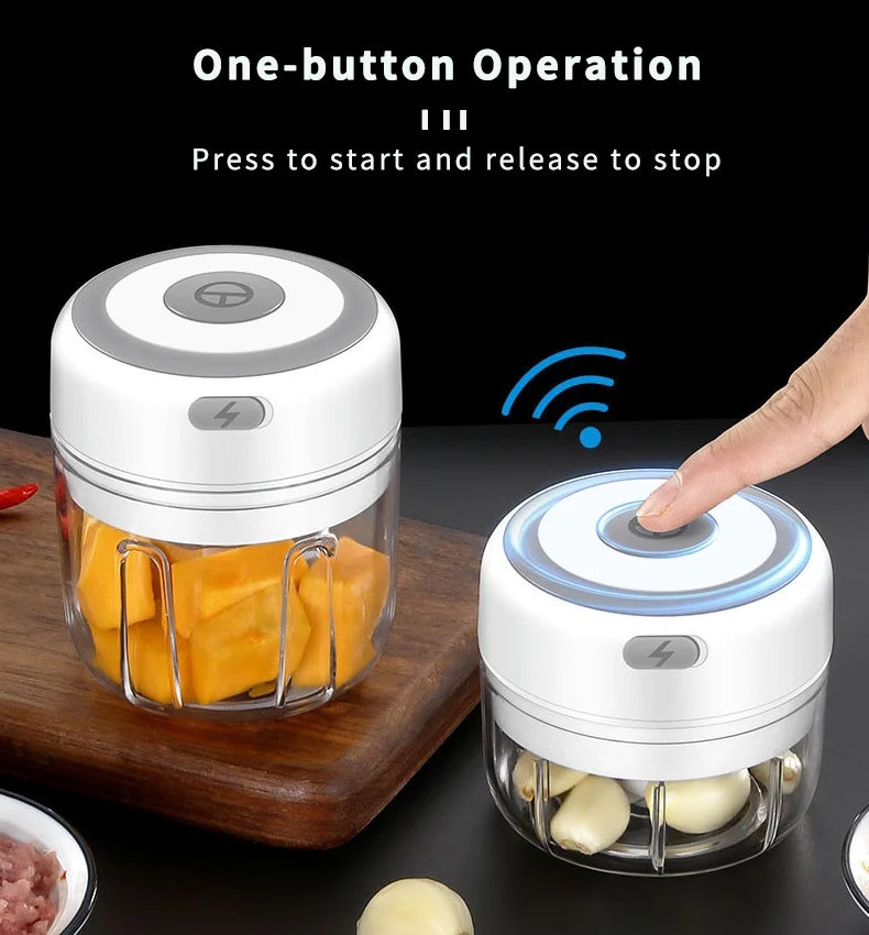Mini Picadora Eléctrica USB para Ajo, Verduras y Alimentos