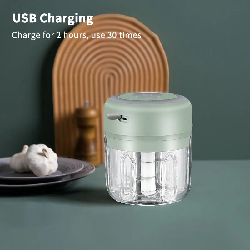 Mini Picadora Eléctrica USB para Ajo, Verduras y Alimentos