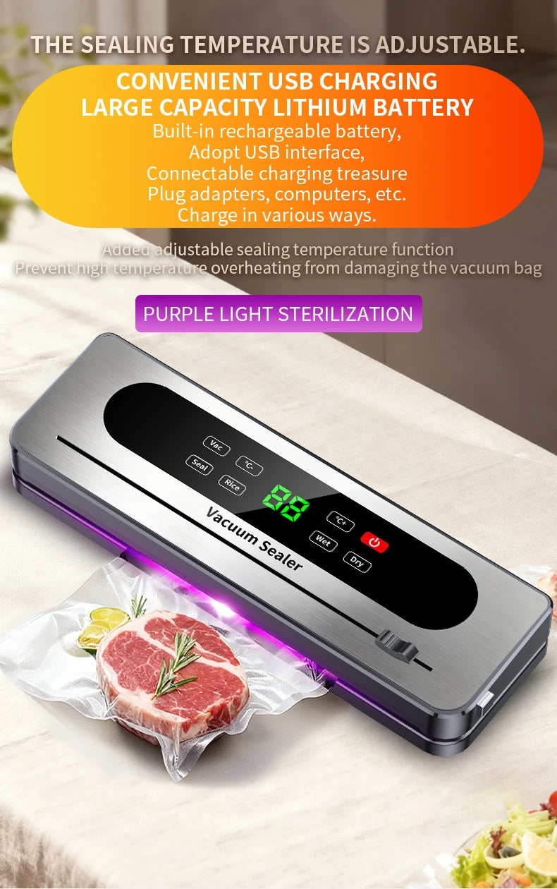 Envasadora al Vacío Recargable para Alimentos