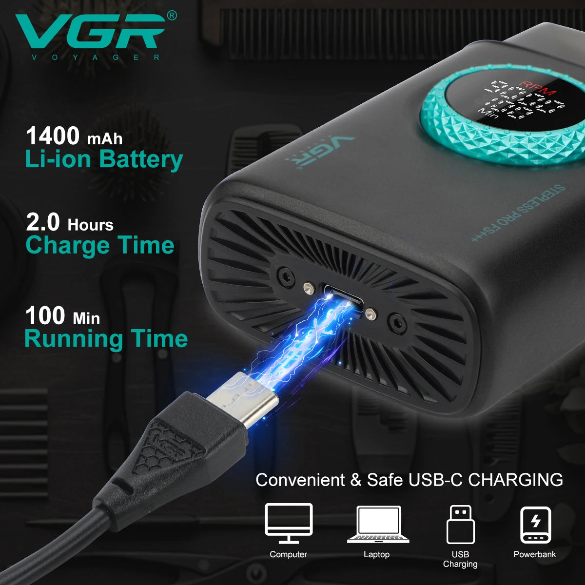 Afeitadora Eléctrica VGR V-378 ✨ | Triple Cuchilla y Pantalla LED