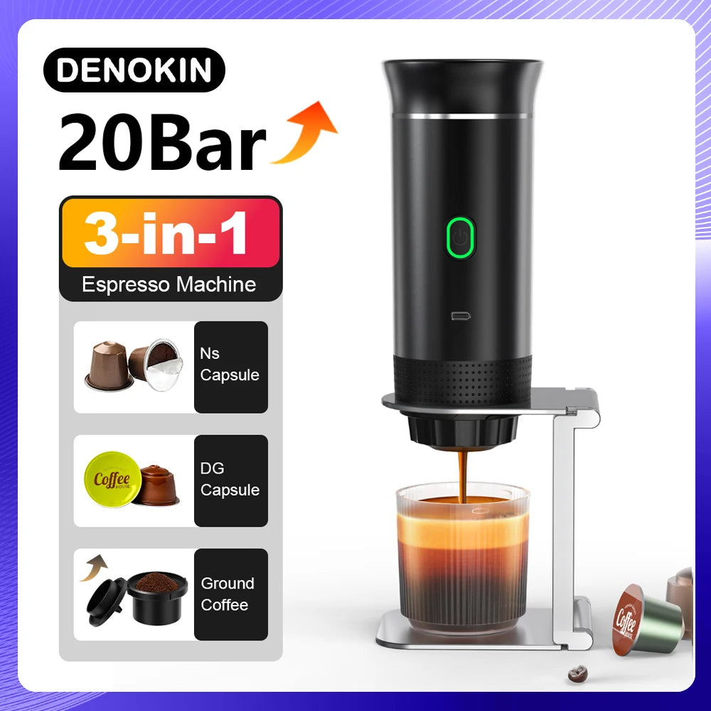Cafetera Espresso Portátil Pro ✨ | 3 en 1 Recargable para Cápsulas y Café Molido