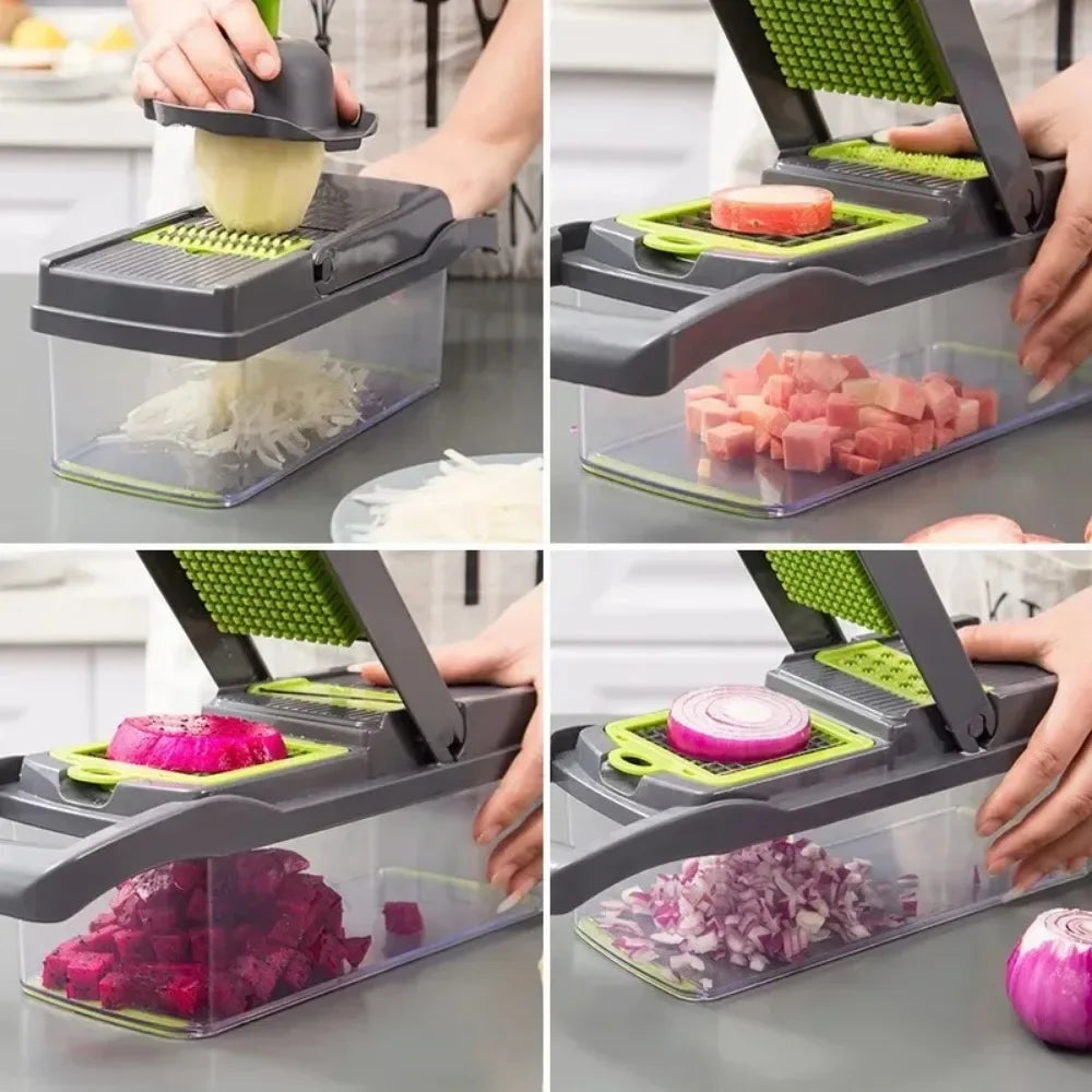 Picadora Multifunción 16 en 1 para Verduras y Frutas