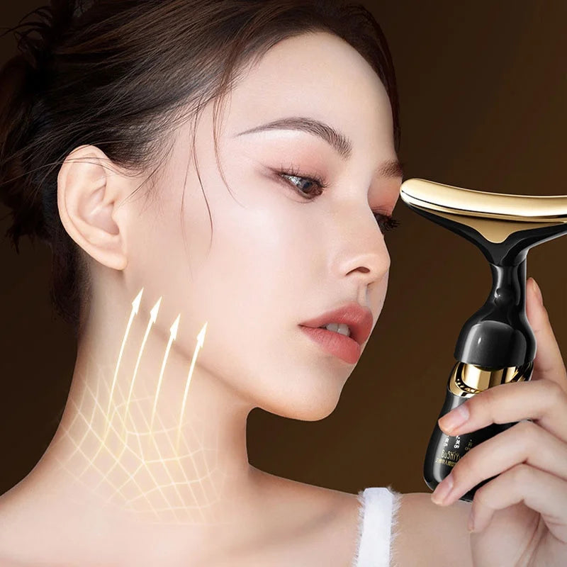 Masajeador Facial 3 en 1 Pro ✨ | Microcorriente para Rostro, Cuello y Contorno de Ojos