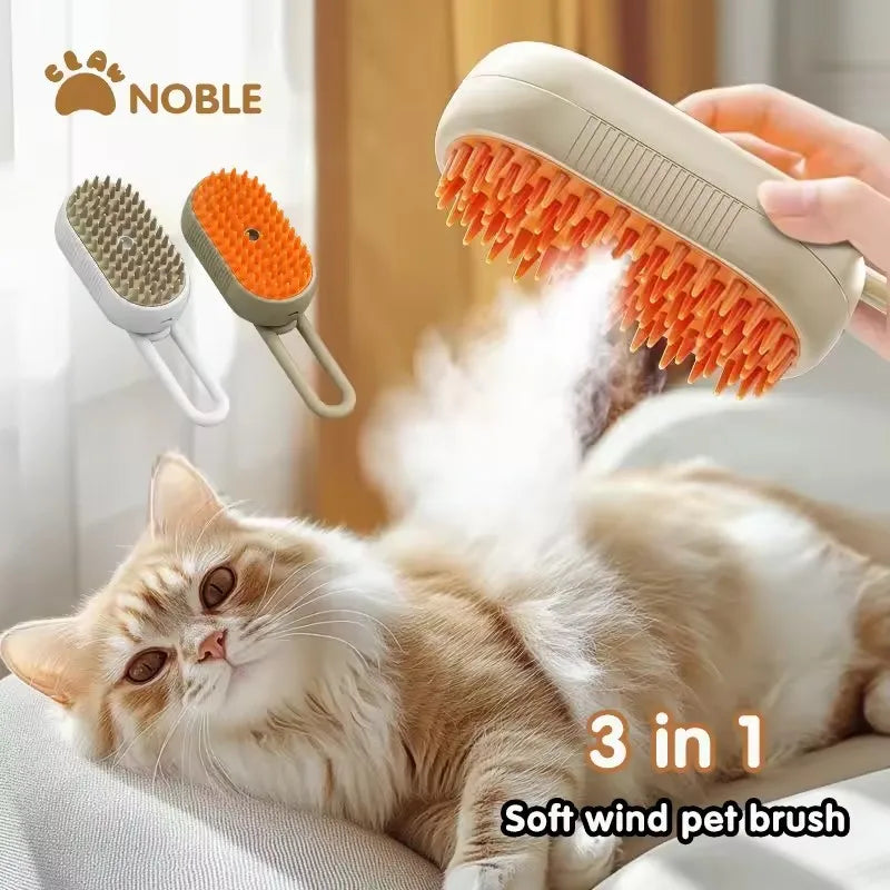 Cepillo de Vapor 3 en 1 Pro 🐾 | Masaje, Limpieza y Removedor de Pelo