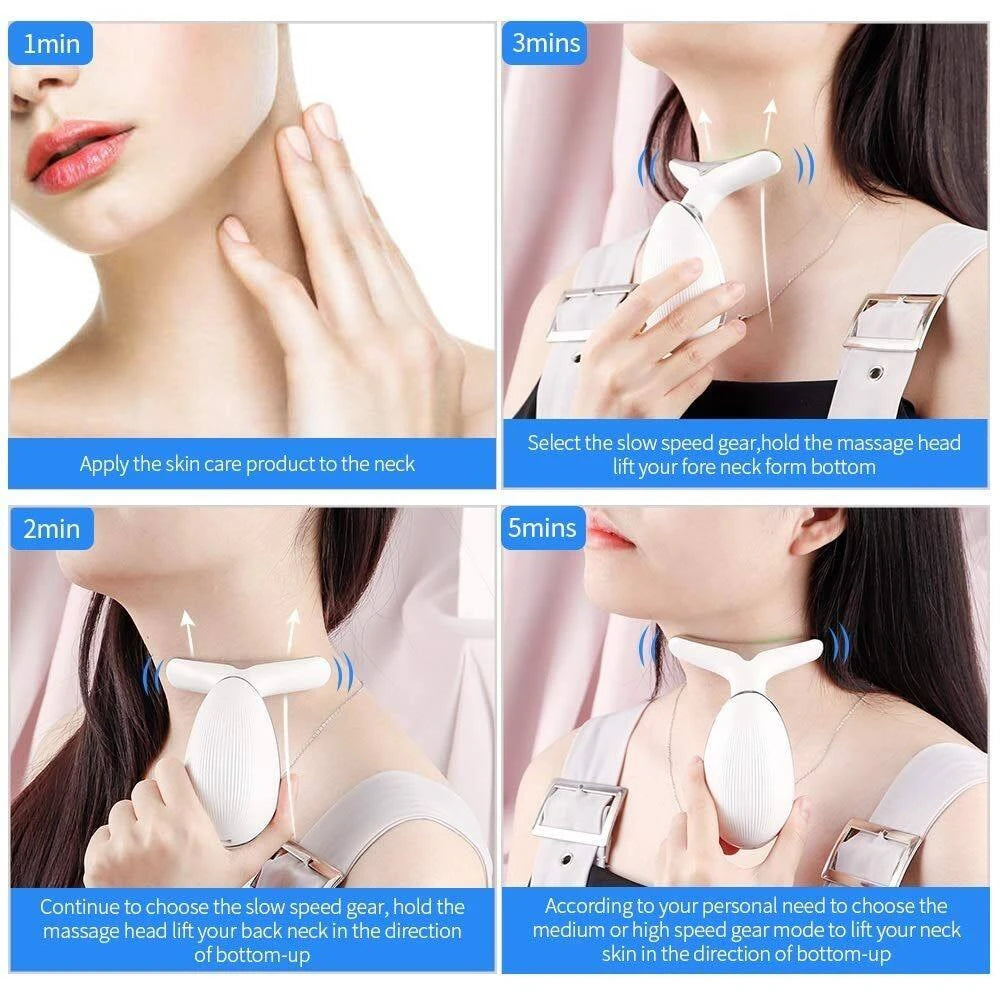 Masajeador Facial 3 en 1 Pro ✨ | Microcorriente para Rostro, Cuello y Contorno de Ojos