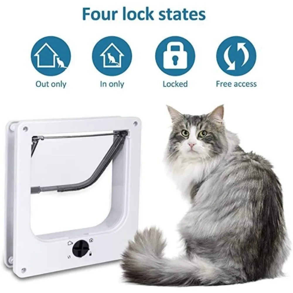 Puerta para Mascotas 4 en 1 🐾 | Acceso con Bloqueo de Seguridad