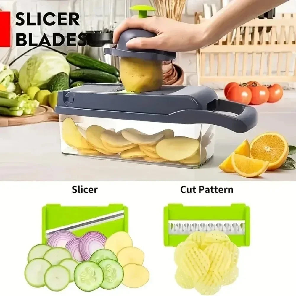 Picadora Multifunción 16 en 1 para Verduras y Frutas