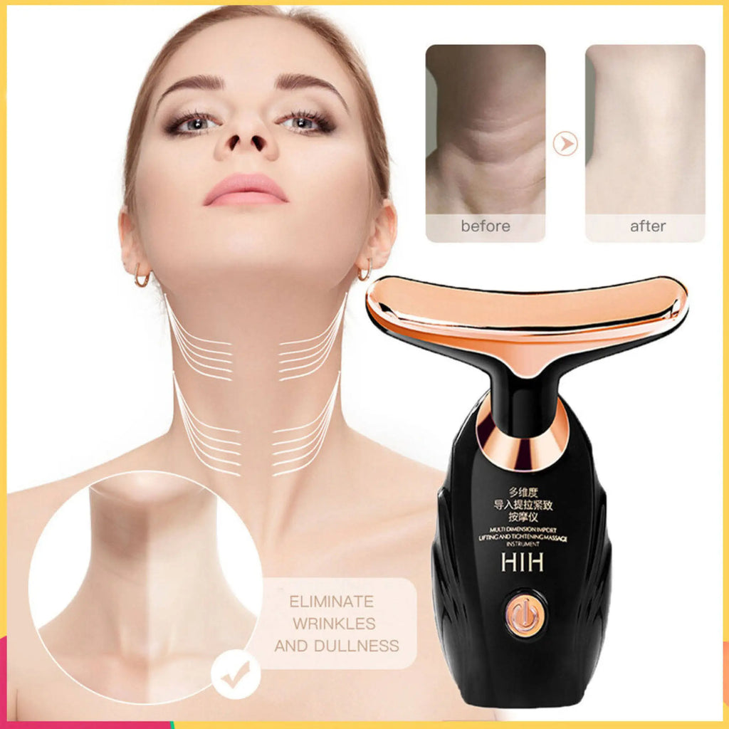 Masajeador Facial 3 en 1 Pro ✨ | Microcorriente para Rostro, Cuello y Contorno de Ojos