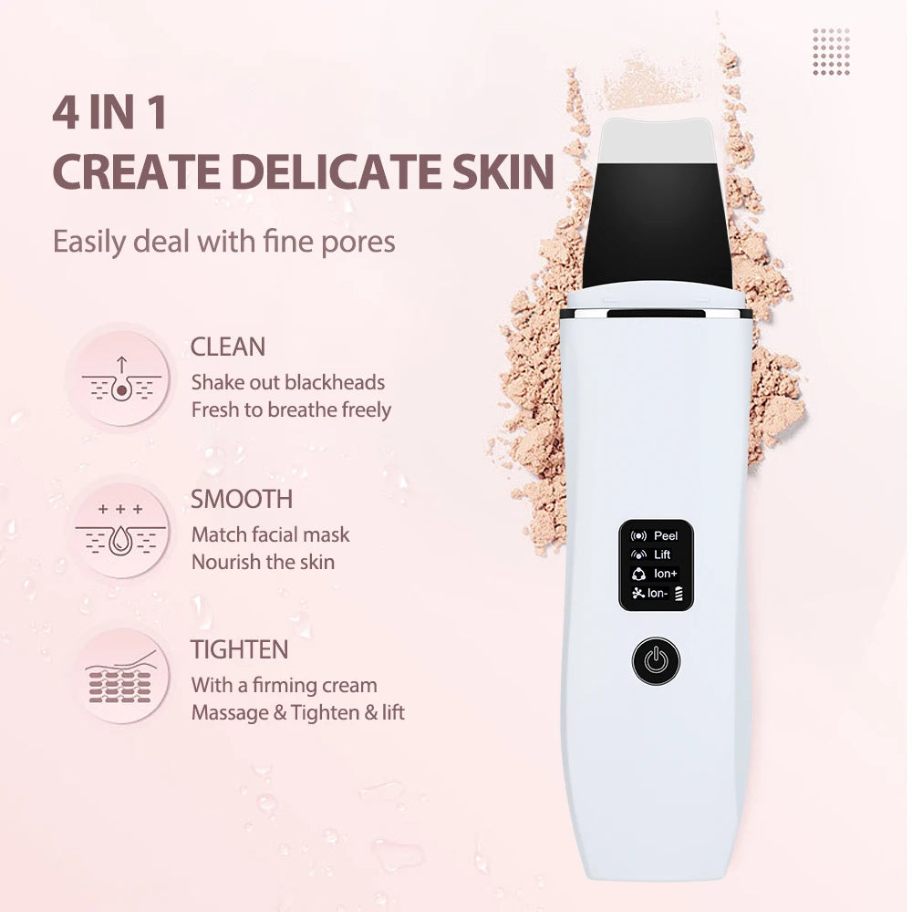 Espátula Ultrasónica Facial Pro ✨ | Limpieza Profunda y Peeling con 4 Modos
