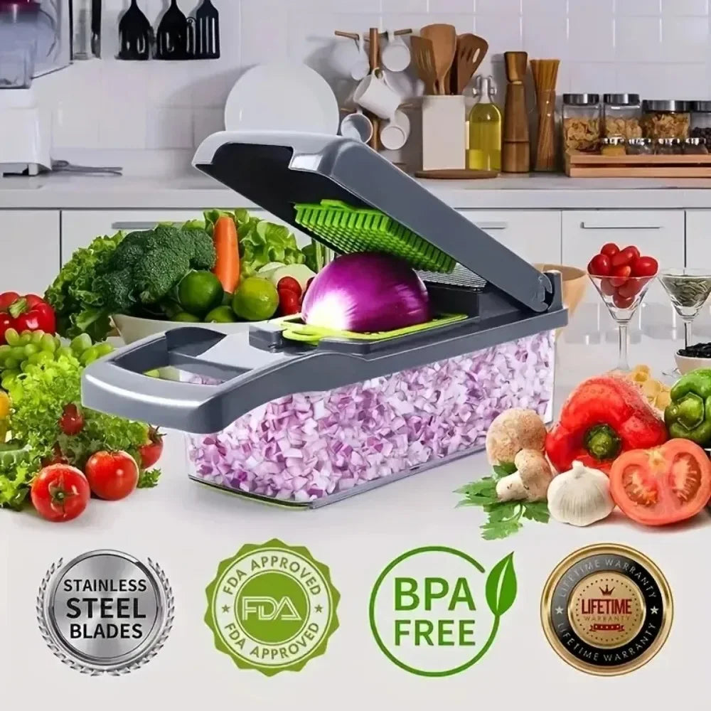 Picadora Multifunción 16 en 1 para Verduras y Frutas