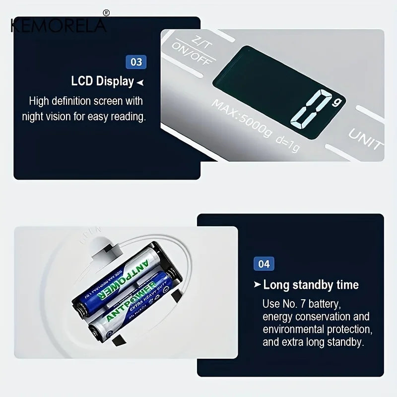Balanza Digital de Cocina de Alta Precisión hasta 10 kg