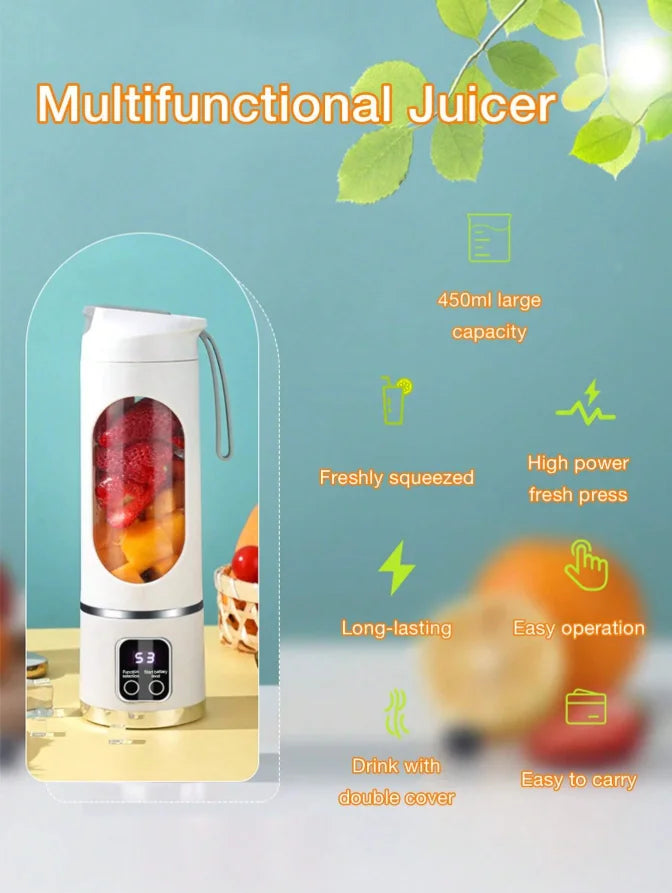 Licuadora Portátil Pro ✨ | Pantalla Digital y 12 Cuchillas Recargable