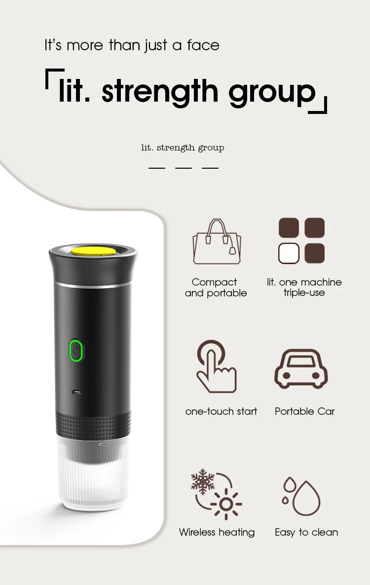 Cafetera Espresso Portátil Pro ✨ | 3 en 1 Recargable para Cápsulas y Café Molido
