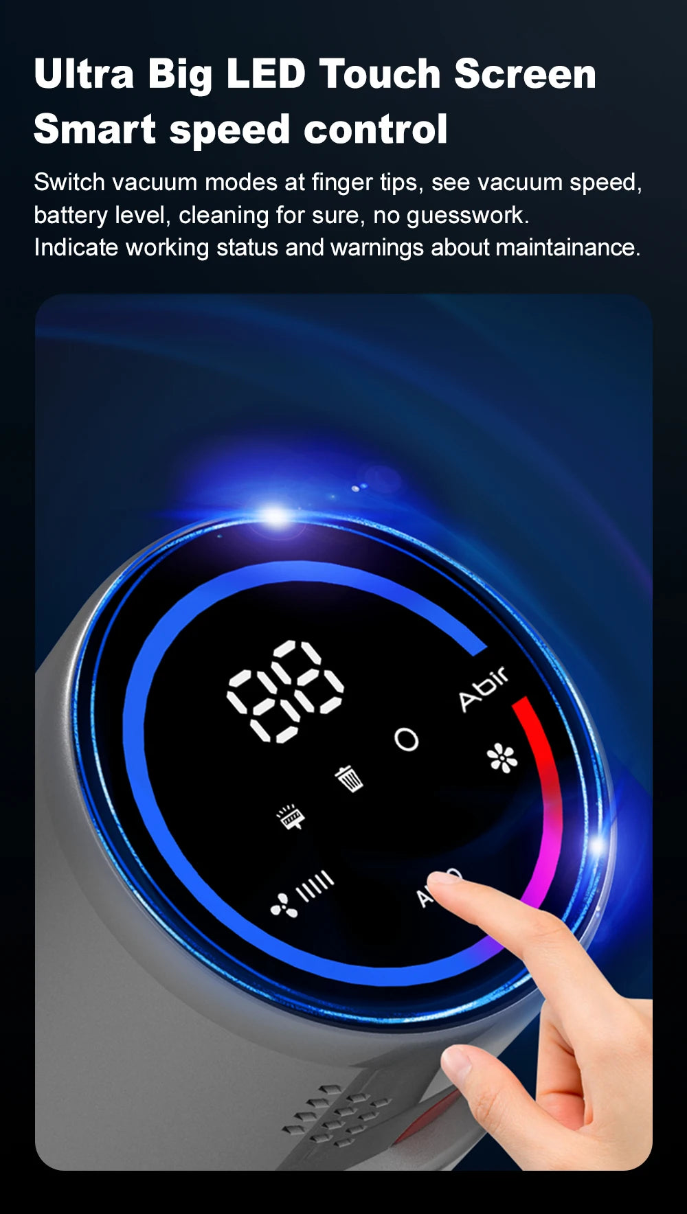 Aspiradora Inalámbrica Pro ✨ | 27.000 Pa con Pantalla Táctil y Sensor Inteligente